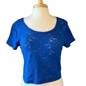 Express Royal Blue Lace Crop Top Medium